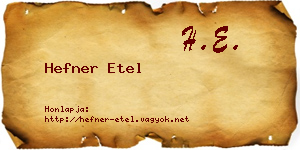 Hefner Etel névjegykártya